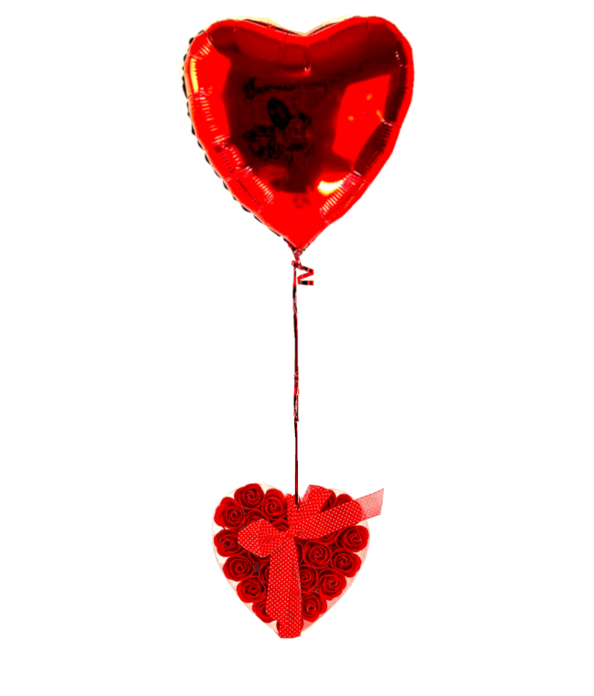 Ballon Coeur rouge à personnaliser + Rose Savon