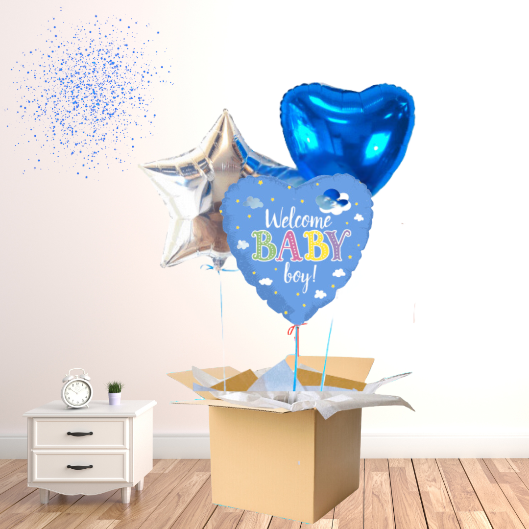 Bouquet de ballons "Welcome Baby Boy" - Livraison Express en France