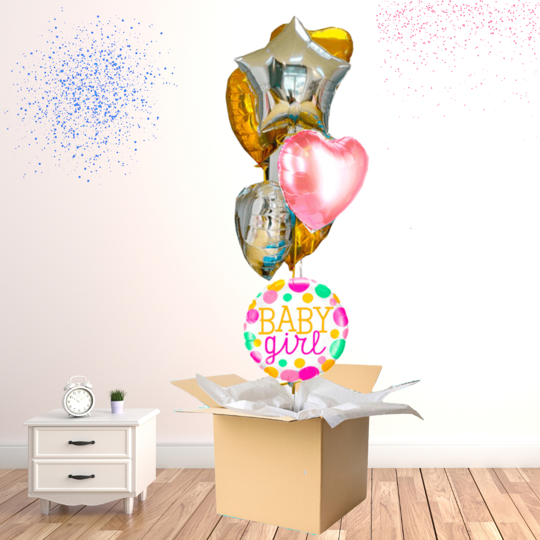 Bouquet de 6 ballons "Welcome Baby Girl" - Livraison Express en France