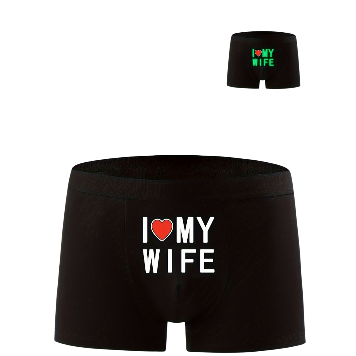 Boxer pour Homme avec Motif Lumineux "J'aime ma femme" : Sous-Vêtement Amusant et Fantaisie