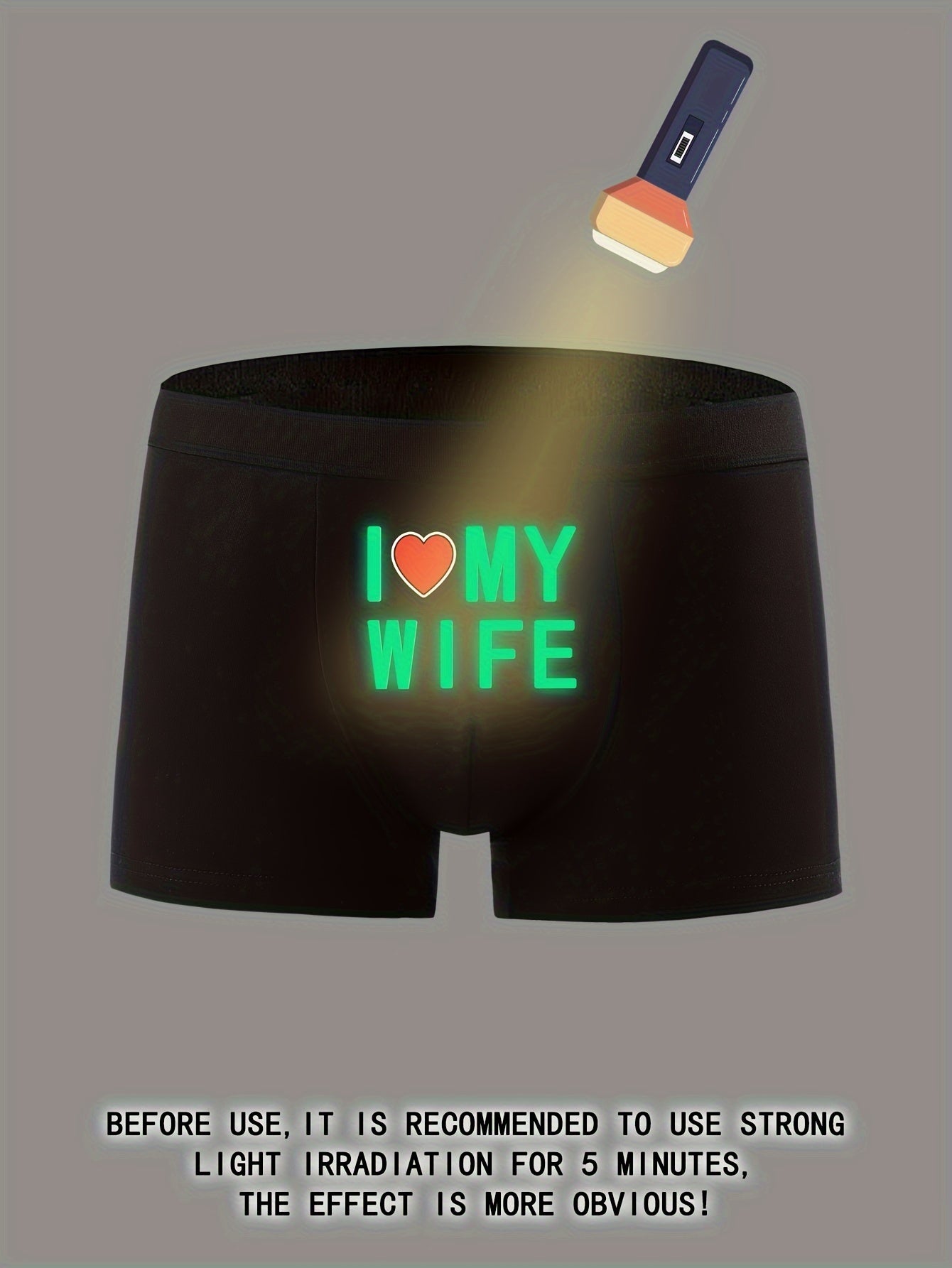 Boxer pour Homme avec Motif Lumineux "J'aime ma femme" : Sous-Vêtement Amusant et Fantaisie