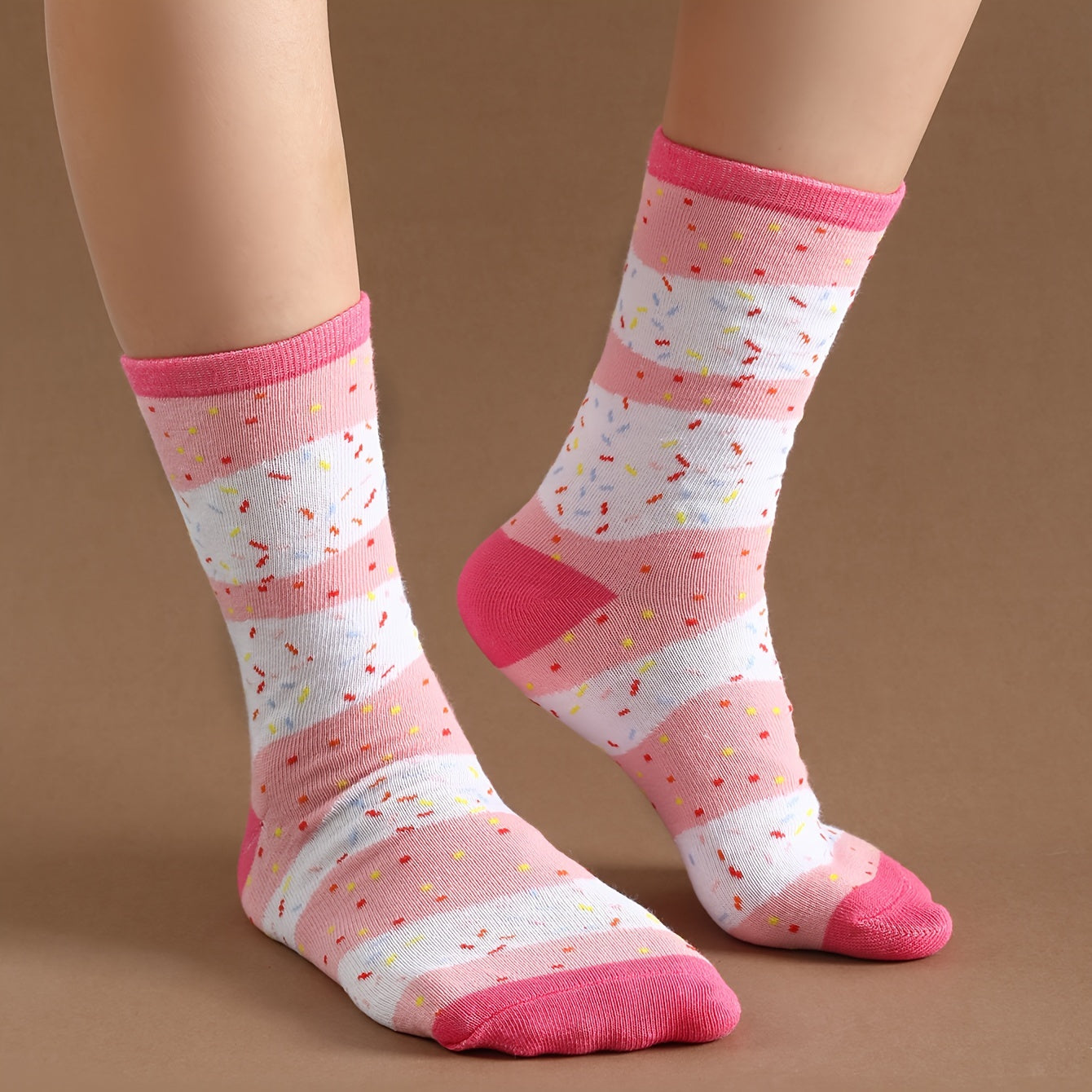 Chaussettes Mi-Hautes Fantaisie Motif Glace – Style Drôle et Doux, Livrées en Boîte Cadeau