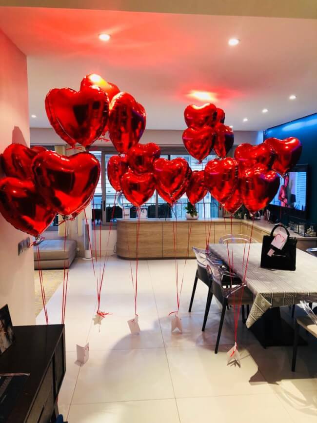 Bouquet de 10 BAllons Coeurs Rouges